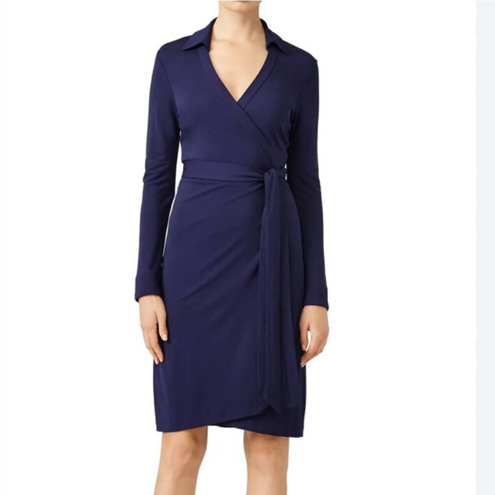DVF Diane Von Furstenberg Navy Wrap Dress “New JeanneTwo”